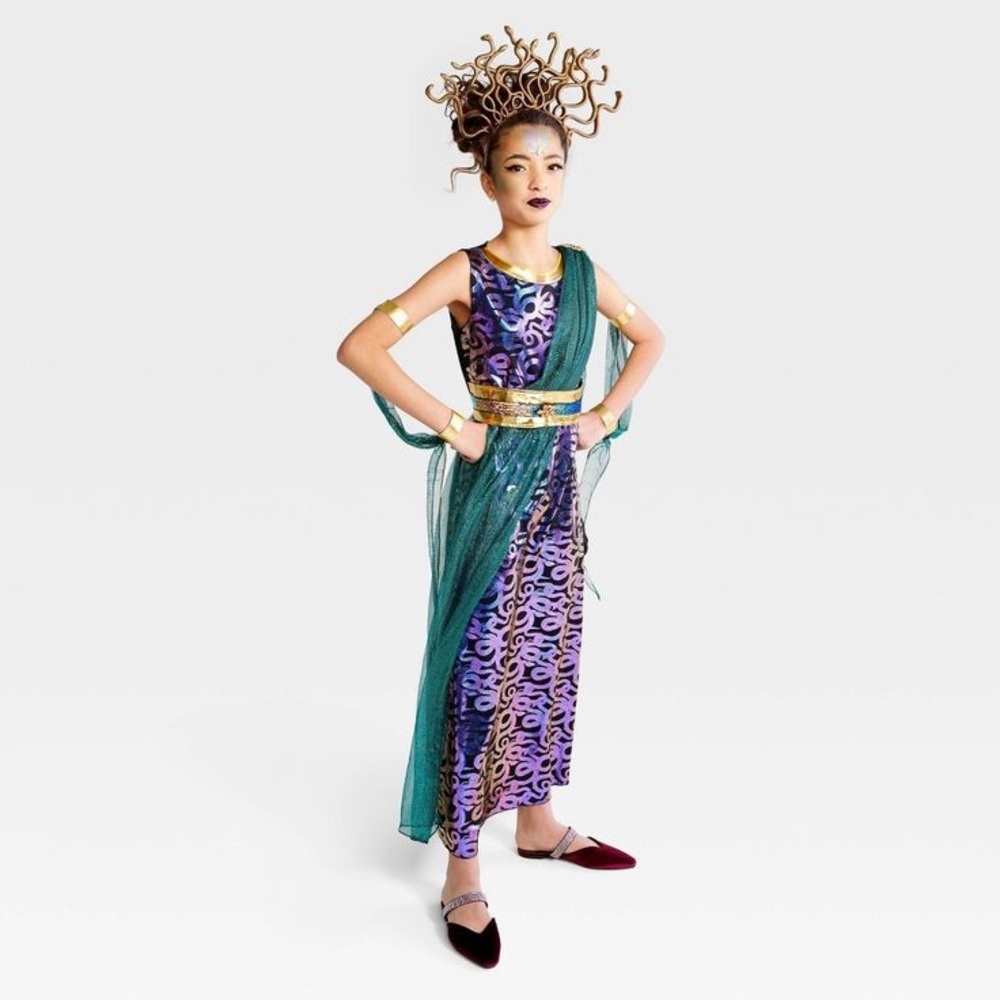 Mystical Serpent Queen Costume for Kids - Purple and Teal